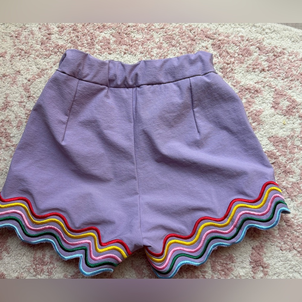 Lola + The Boys Lavender Shorts with Rainbow Trim - Picture 6 of 8